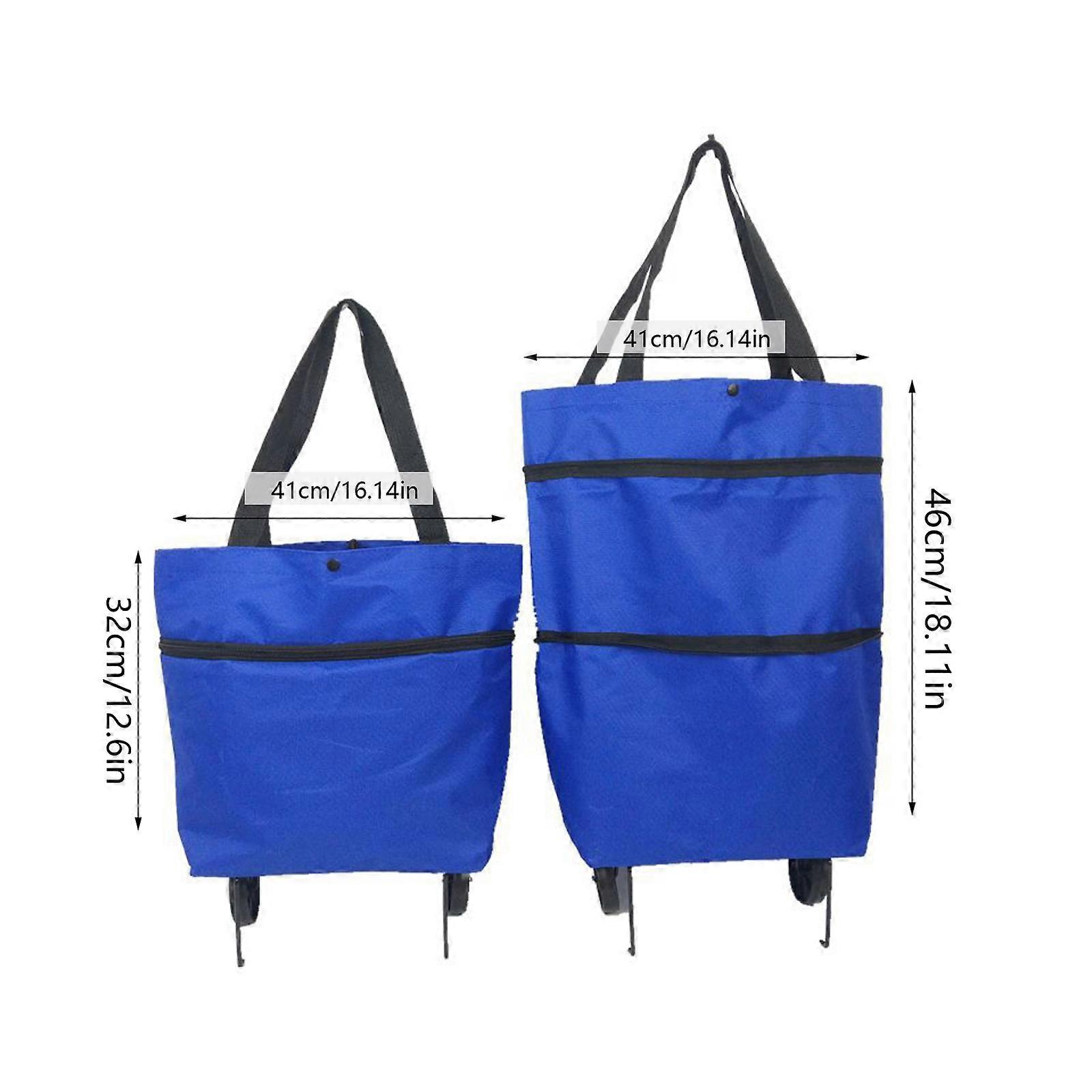 2 In 1 Foldable Shopping Cart Grocery Cart With Wheels Shopping Bag Telescopic Storage Bag For Traveling