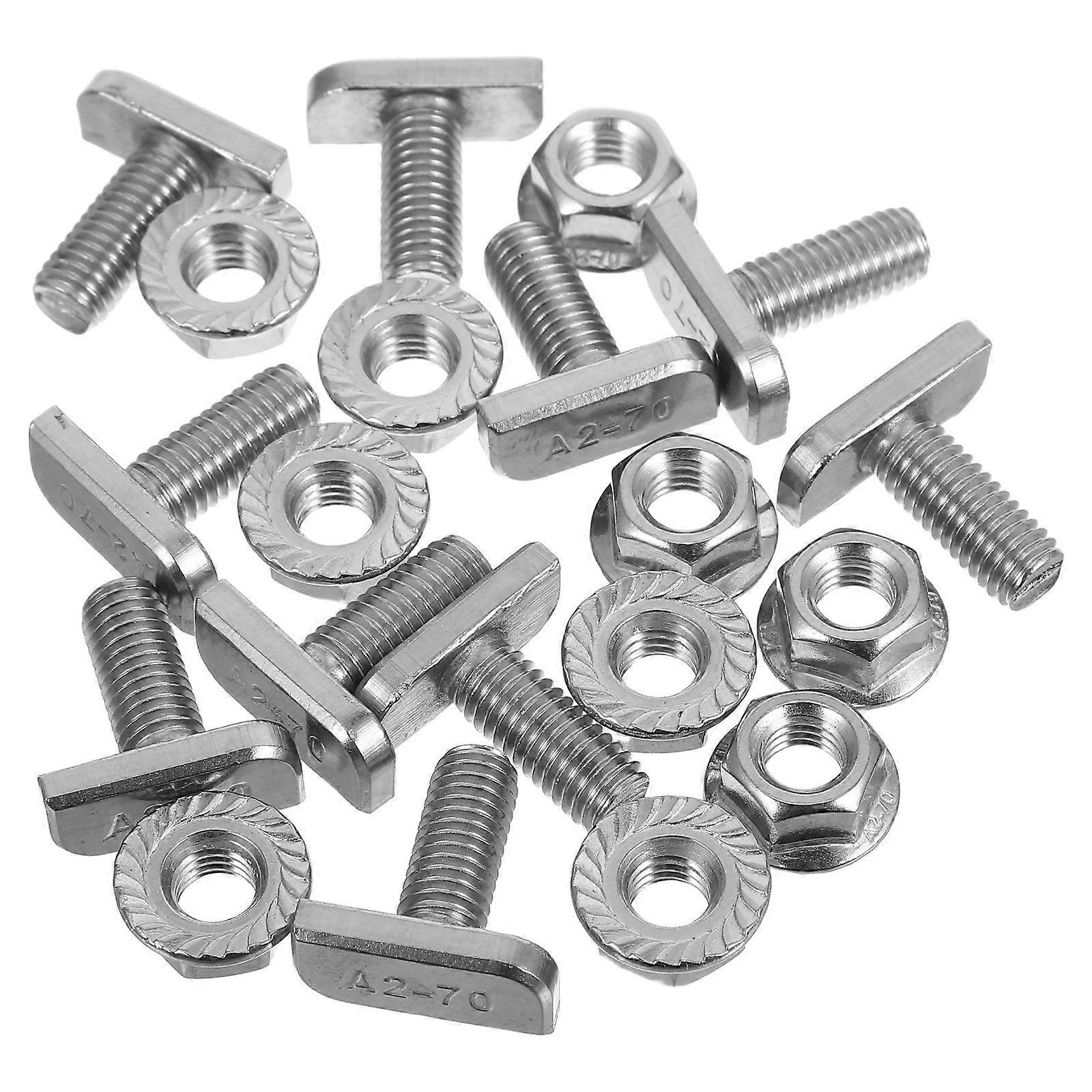 10 jeux de vis en forme de T en acier inoxydable avec boulons à bride filetés M8 pour montage coulissant dans des rails d’hydroptère pour profilé en aluminium