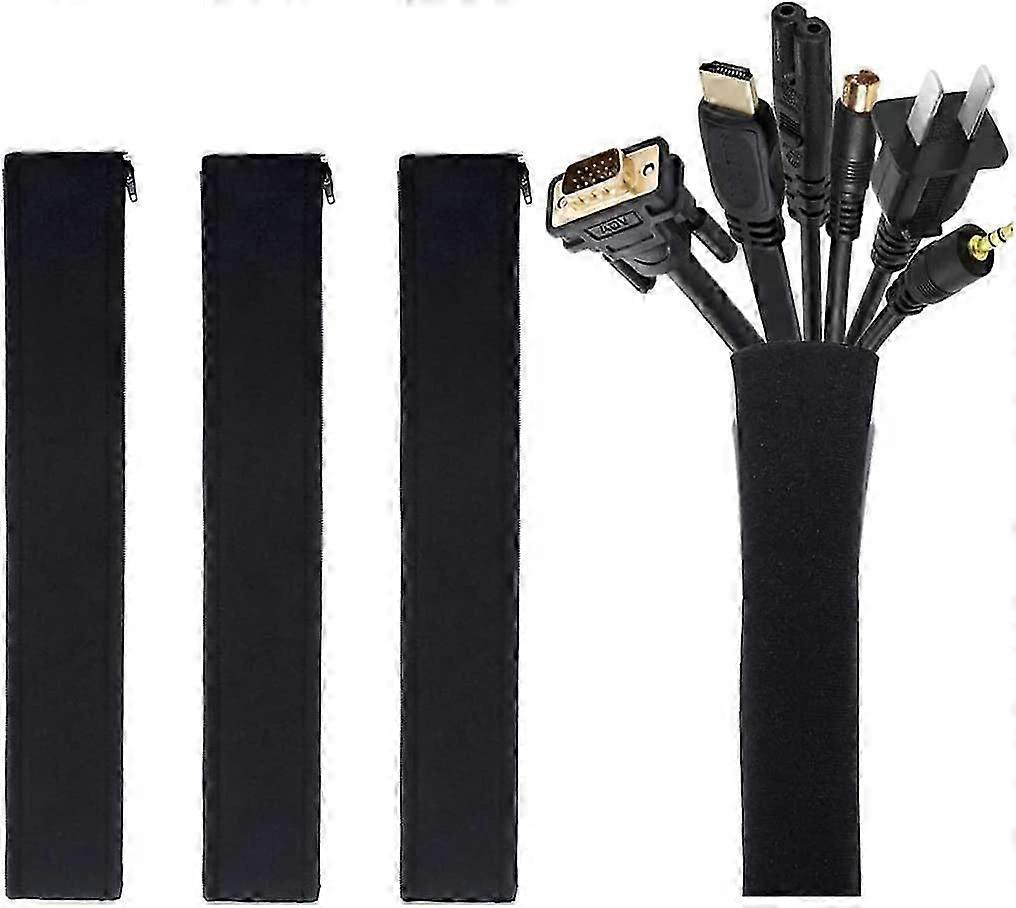 4 Pack Cable Management Sleeve, 19-20 polegadas Cord Organizer System com zíper