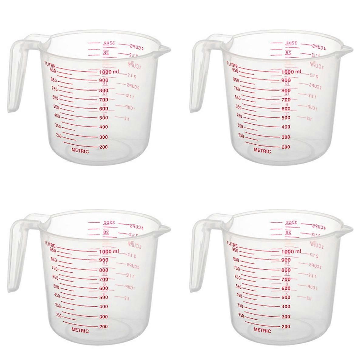 4X 1000Ml Measuring Cup Baking Tool Kitchen Tool High Quality Plastic Measuring Cup Tool Cup with S