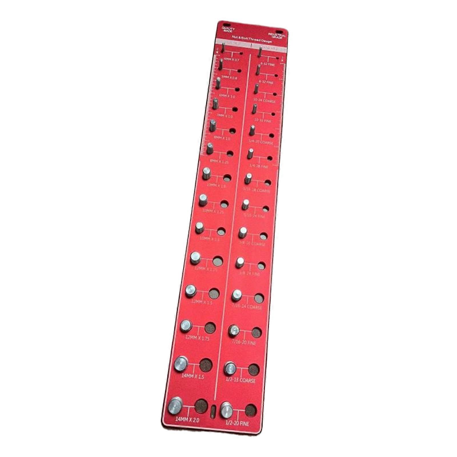 Accurate Bolt & Nut Size Tool Easy to Use Aluminum Bolt & Nut Size Gauges Practical Bolt & Nut Sizing Tool for Household Red