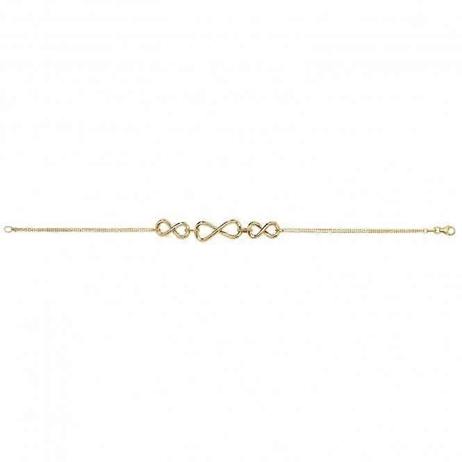 9ct Yellow Gold Ladies Triple Infinity Bracelet NK092B