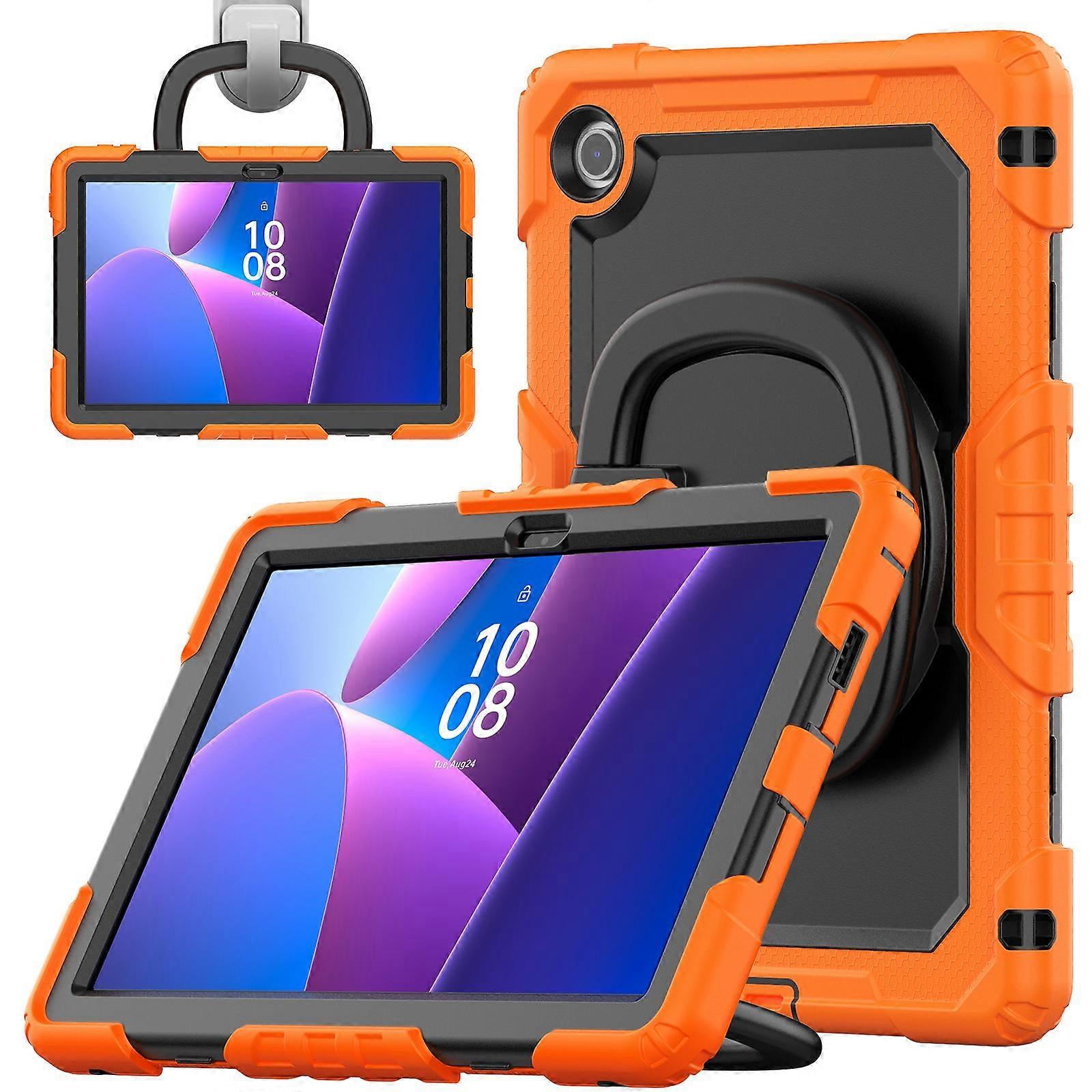D Type Silicone Hybrid PC Tablet Case with Handle Holder