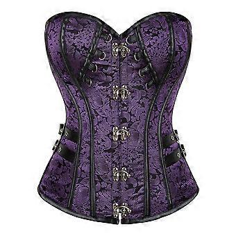 Renaissance Palatial Corset Slimming Shapewear for Stage Dance Performances Palatial Waistbelt Corset Shaping Top  Purple blue XL