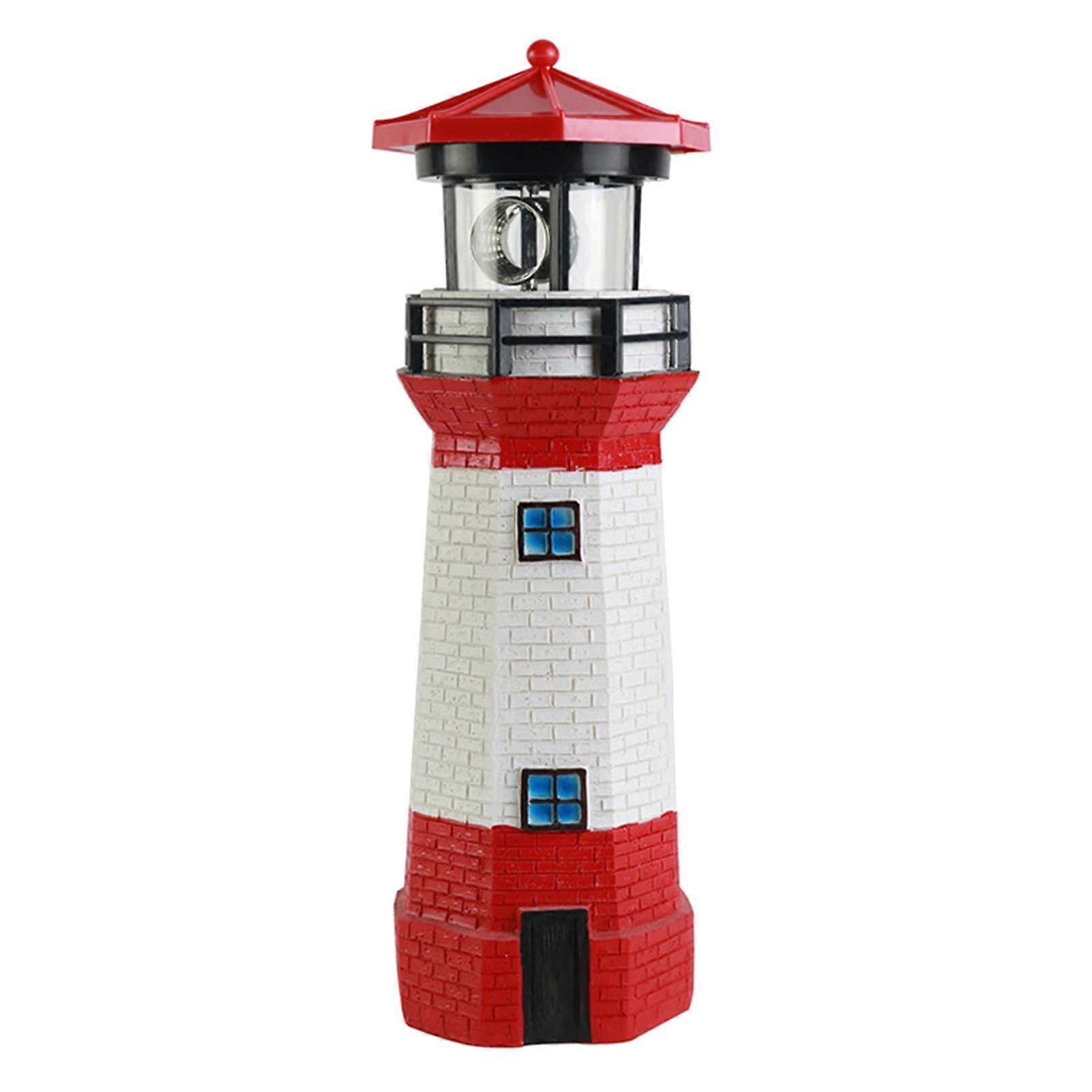 Powered Environmentally Friendly Energy Saving Solar Lighthouse with Rotating Beacon for Garden Decor