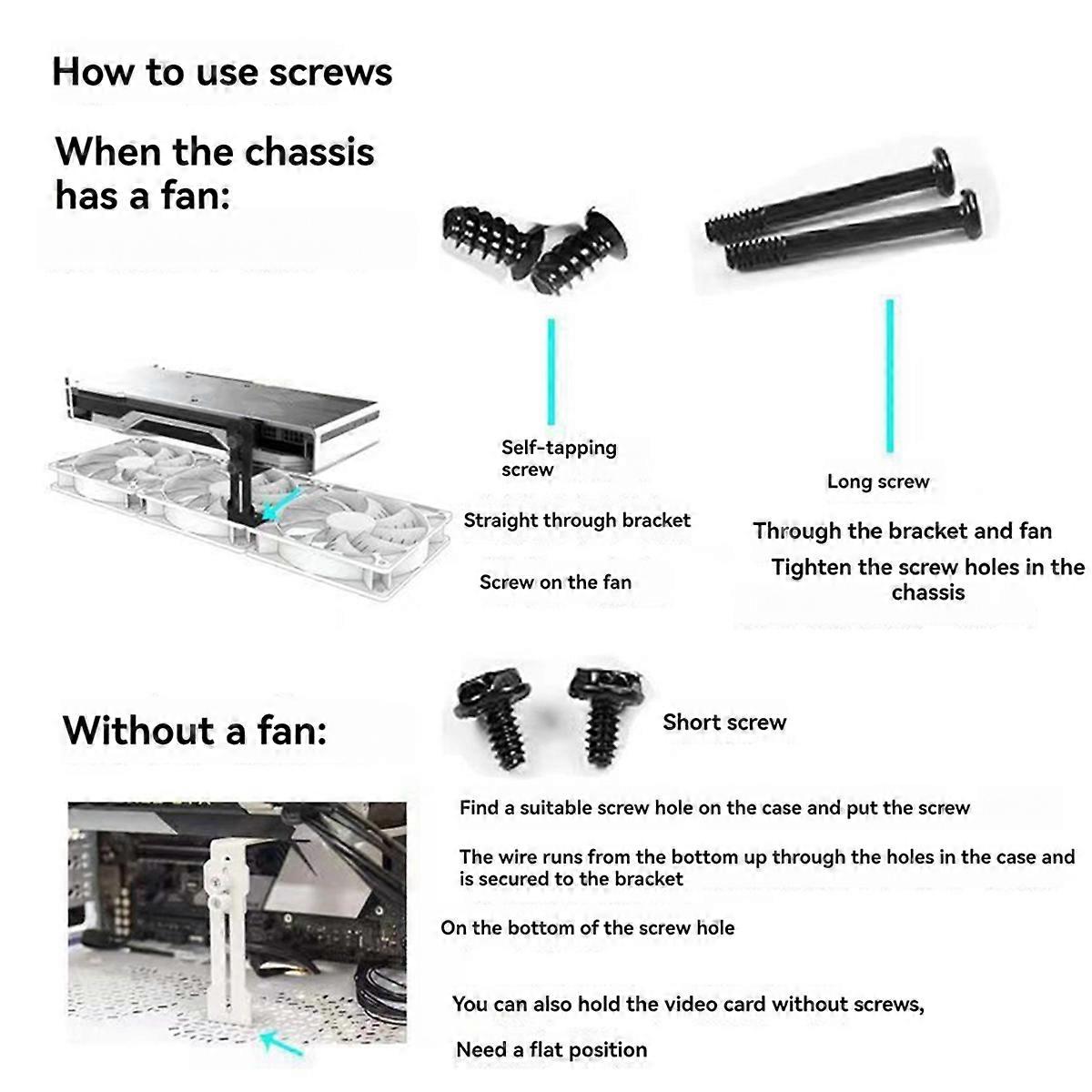 GPU Support Frame Adjustable GPU Brace Prevent Sagging Video Card Support Bracket for Chassis 12cm F