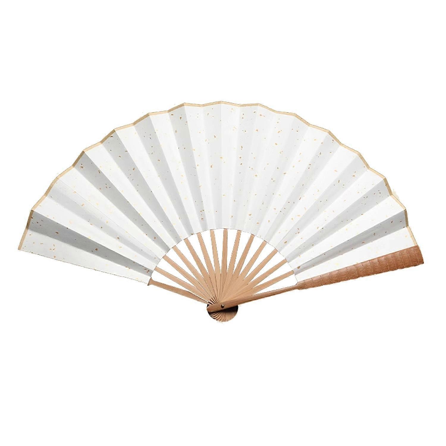 White Rice Paper Folding Fan Chinese Style Portable Handheld Fan Summer Cooling Fan Decoration Dance