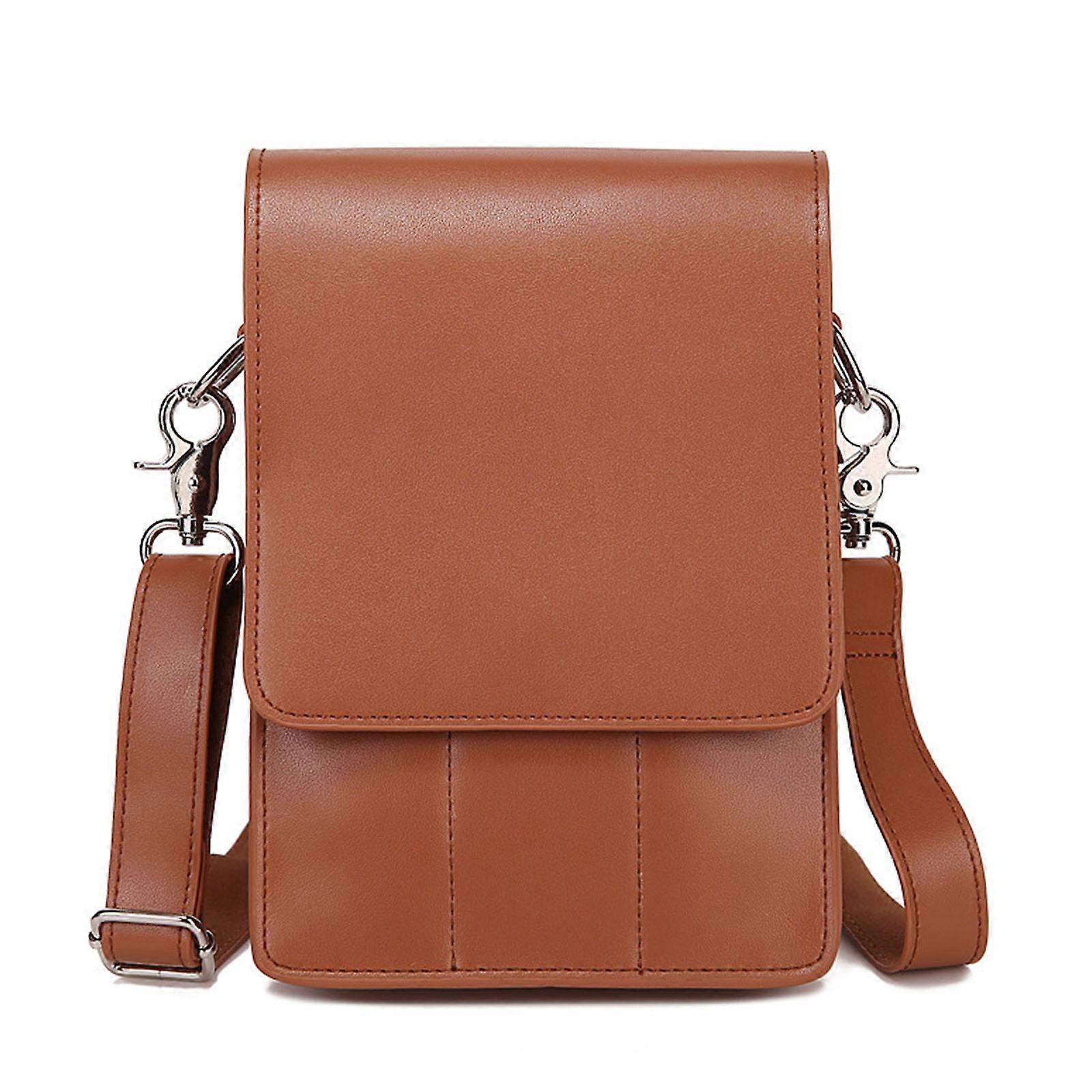 Bärbar saxväska i PU-läder med rem, ficka för hårstylister, frisörverktygspåse för frisörer, brun