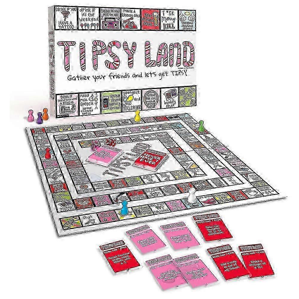 Tipsy Land Board Game,Drinking Party Board Games,Unique Spaces for Calling Out Friends,Interactive Drinking Board Games for Adults