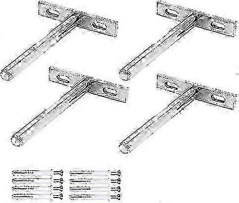 4 Pieces Invisible Floating Shelf Brackets Hidden Fixture T Shape Wall Shelf Bracket for Fixing Wooden Shelf Brackets