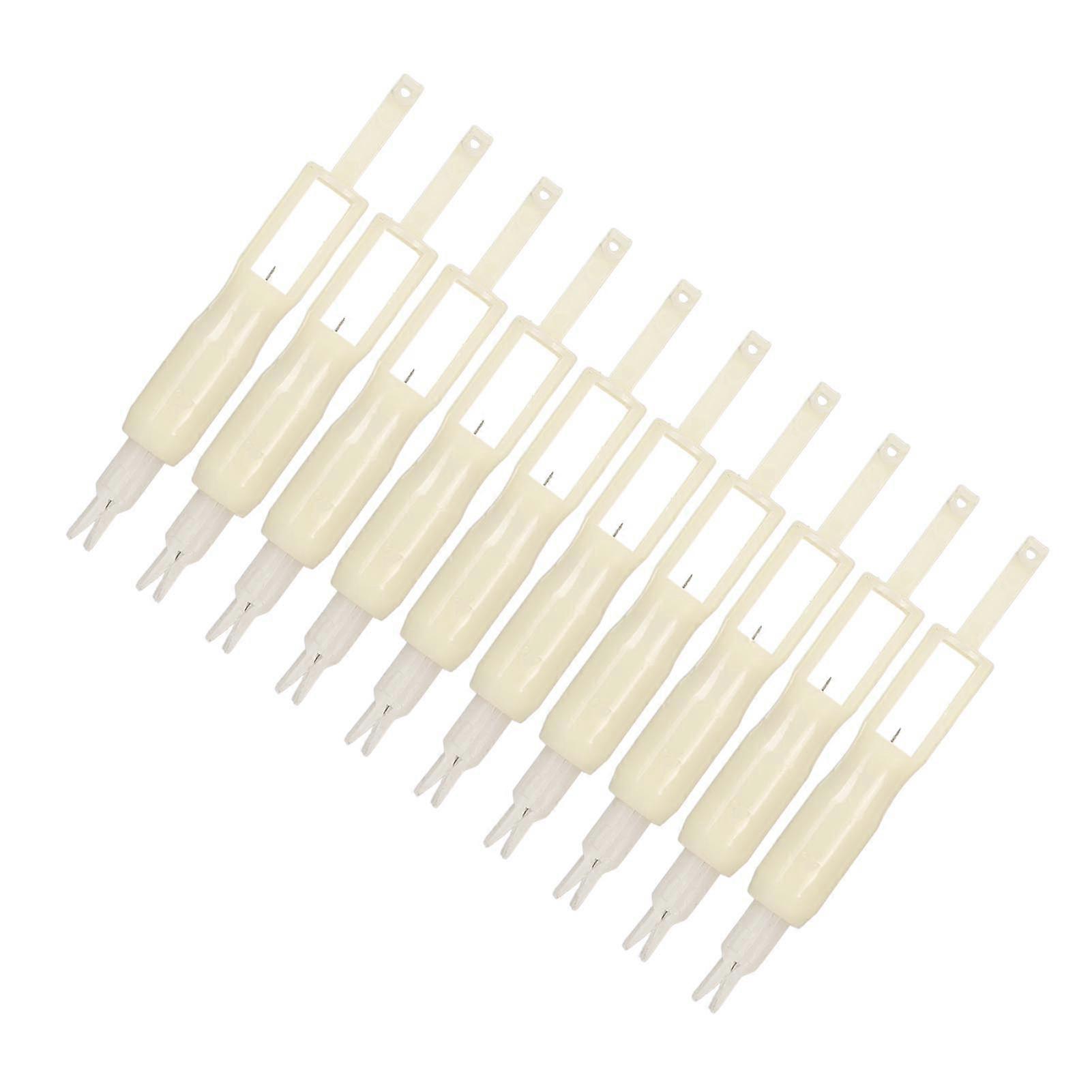 10pcs Sewing Machine Needle Inserter Threader Automatic Sewing Needle Threading Tool for Household Machine Threading White 