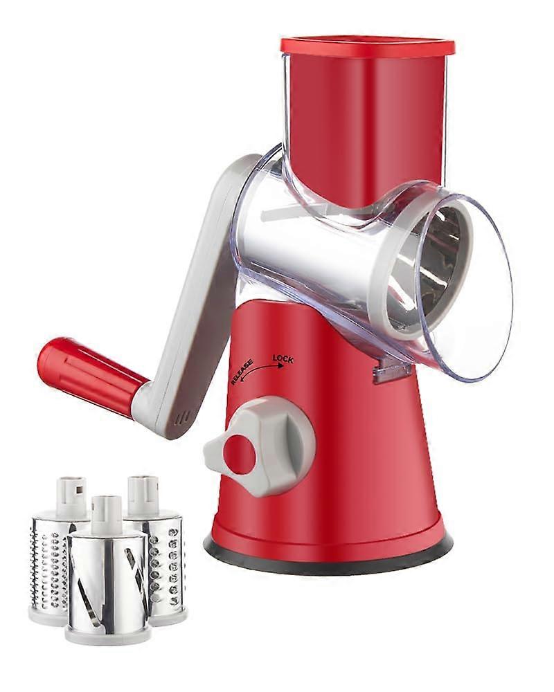 Rotary Cheese Grater Hand Crank with 3 Drum Blades for Hard Cheese and Vegetable