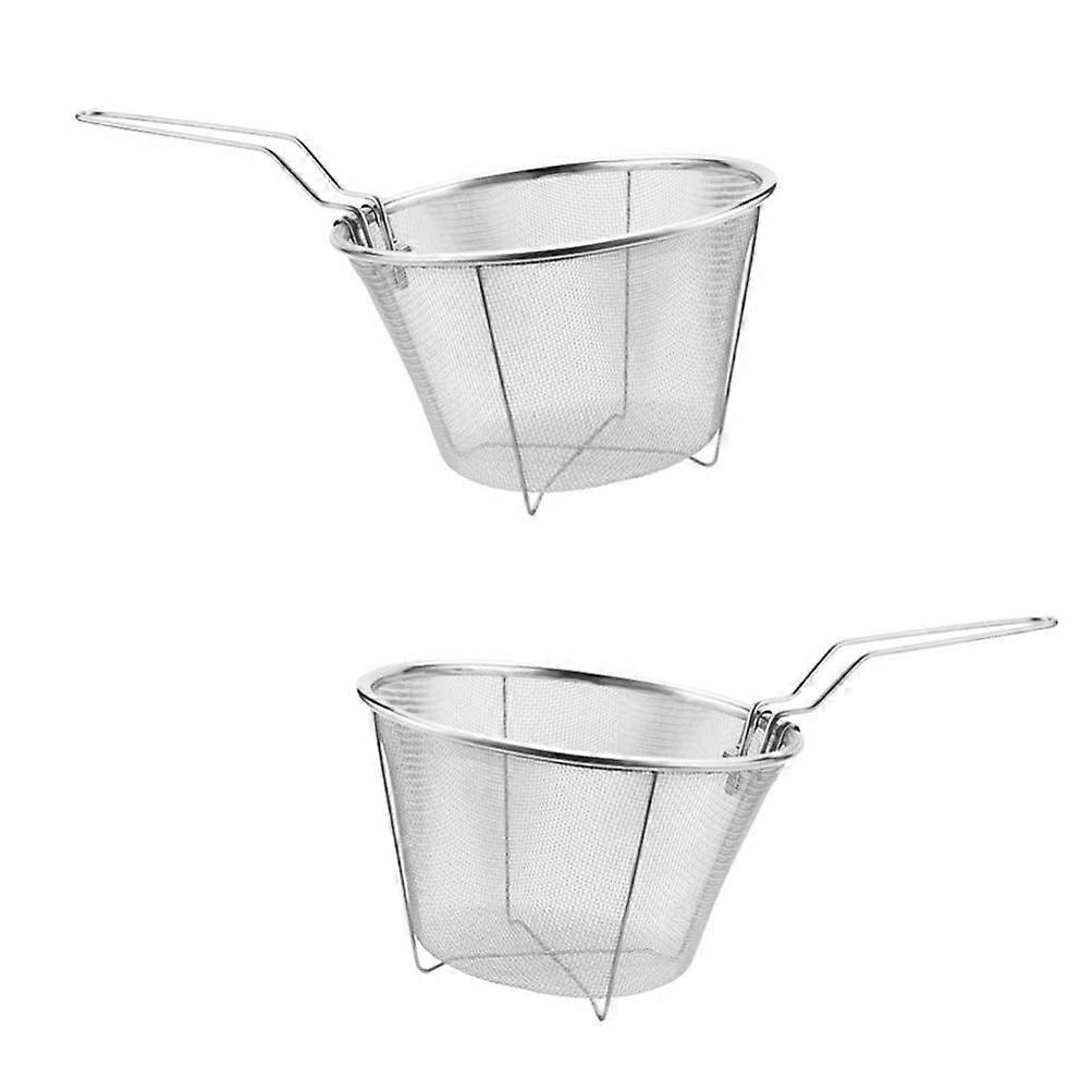 2 Pcs Stainless Steel Mesh Spider Strainer for Kitchen Use 15CM Size