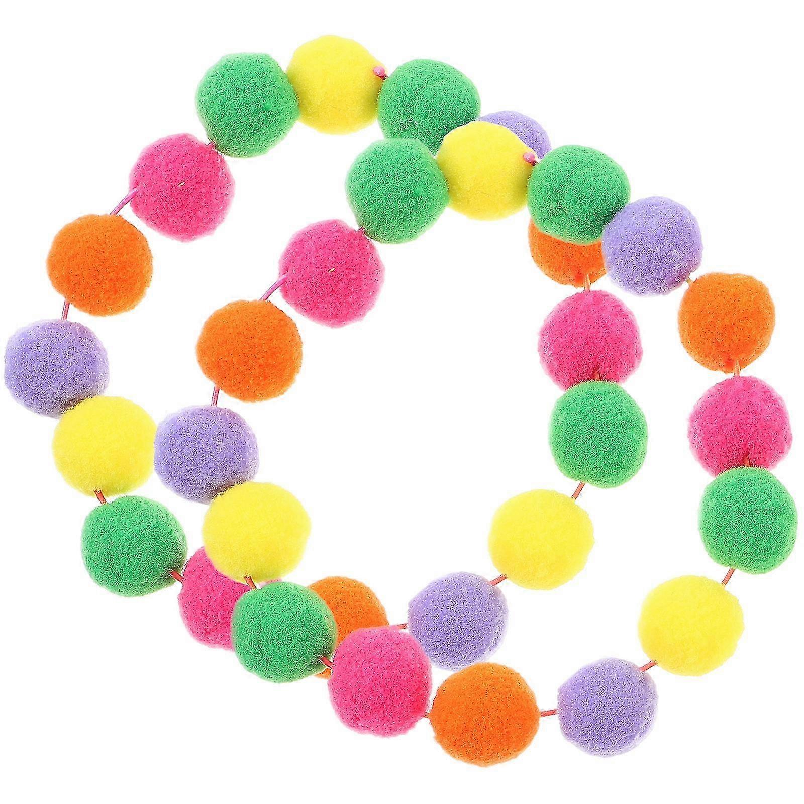 2 Pack of Vibrant Pet Collars with Elastic Design and Plush Ball Motif for Cats and Dogs
