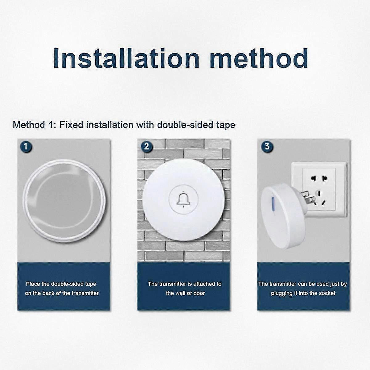Self-Powered Wireless Doorbell with Waterproof Design, 38 Melodies, 150m Range, US Plug, Ideal for Home Use