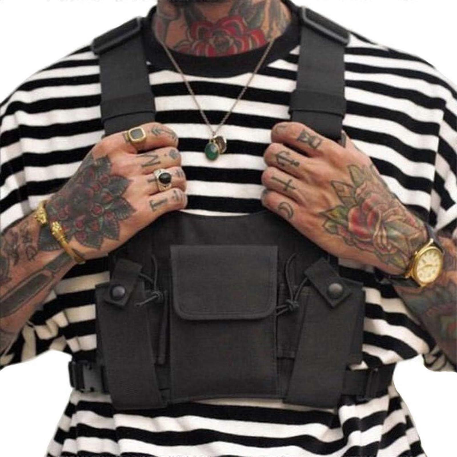 Tactical Chest Bag Radio Vest for Walkie Talkies - Adjustable Shoulder Harness Backpack for Two-Way Radios, Durable Design