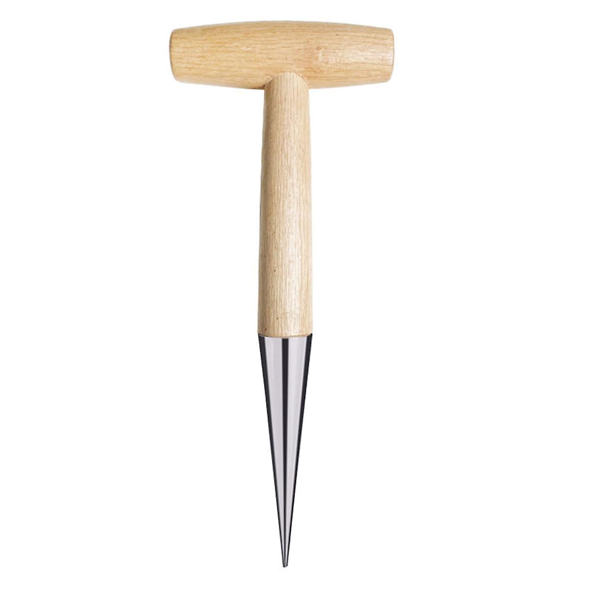 Hand Dibber Stainless Steel Tool with Wooden Handle for Seed, Onion, and Vegetable Planting Cultivation