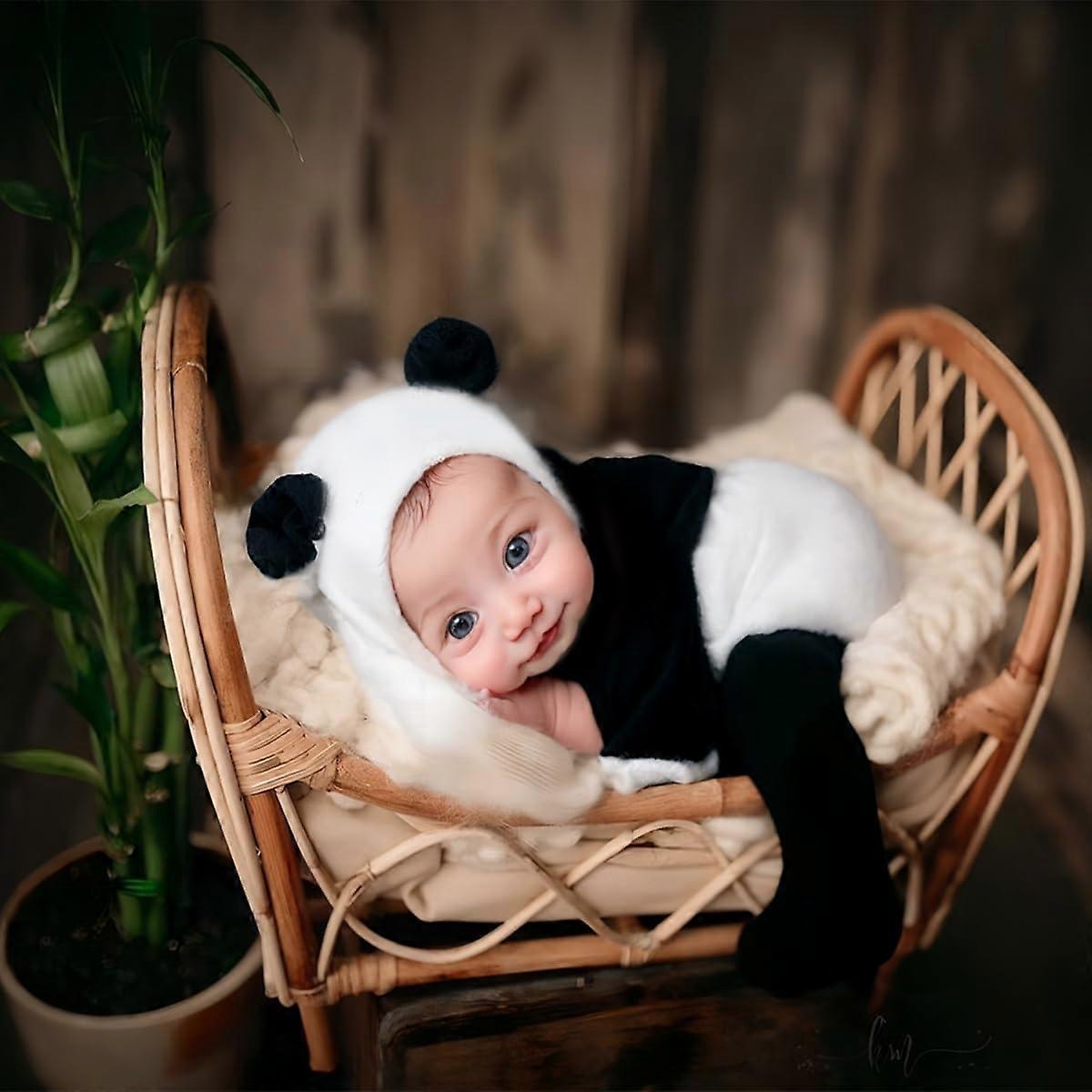 born Photography Props Outfits Cute Bear Hat Romper Set Boy Girl Photoshoot Props Costume