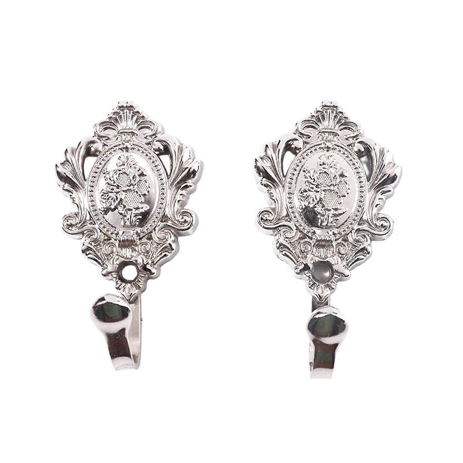 2 Pcs  Pattern Curtain Holder Multiple Colors Optional Retro Metal Hook for Wall Window Curtain Hook