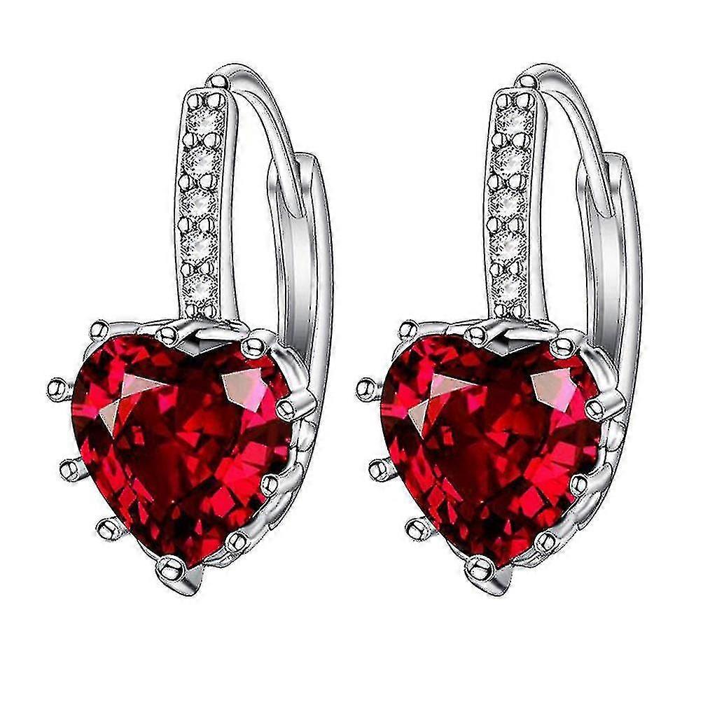 Pendientes de mujer Circón en forma de corazón Multicolor Moda Pendientes simples