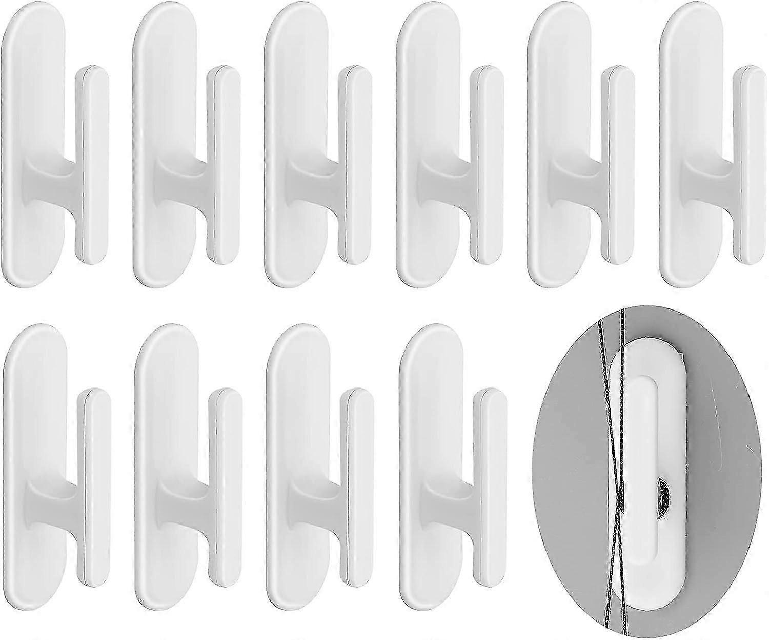 Pack of 10 Curtain Cord Winder Window Curtain Hooks Utility Hooks Self-Adhesive Hooks Wire Adhesive Hooks for Removable Adhesive Hooks Kitchen Wall Ho