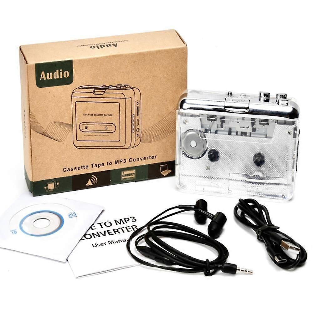 for Cassette Player Tape Recorder to Mp3 Full Transparent USB/Type-C Shell Port Cassette to MP3 Format Tape Player, 8012111415385