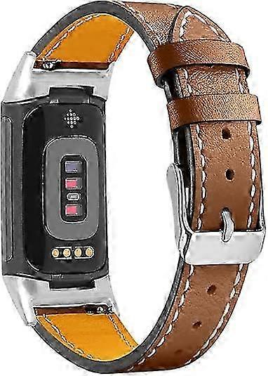 Correa de reloj ajustable de cuero premium compatible con Fitbit Charge 6/5