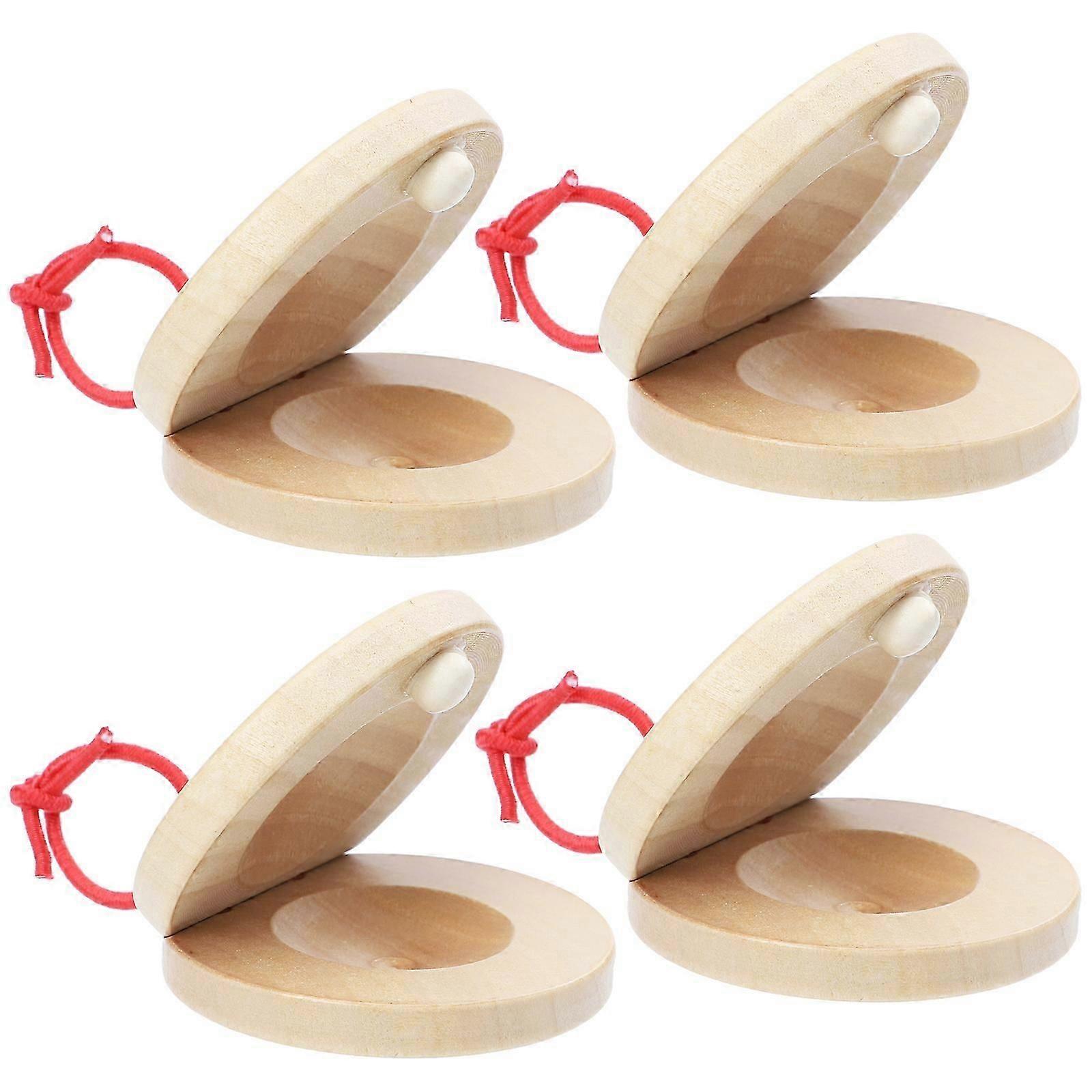 4 Pcs Jouets de développement Orff Castagnettes Castagnettes Bois Castagnettes en bois Castanet Enfants Castanet Orff Castanet