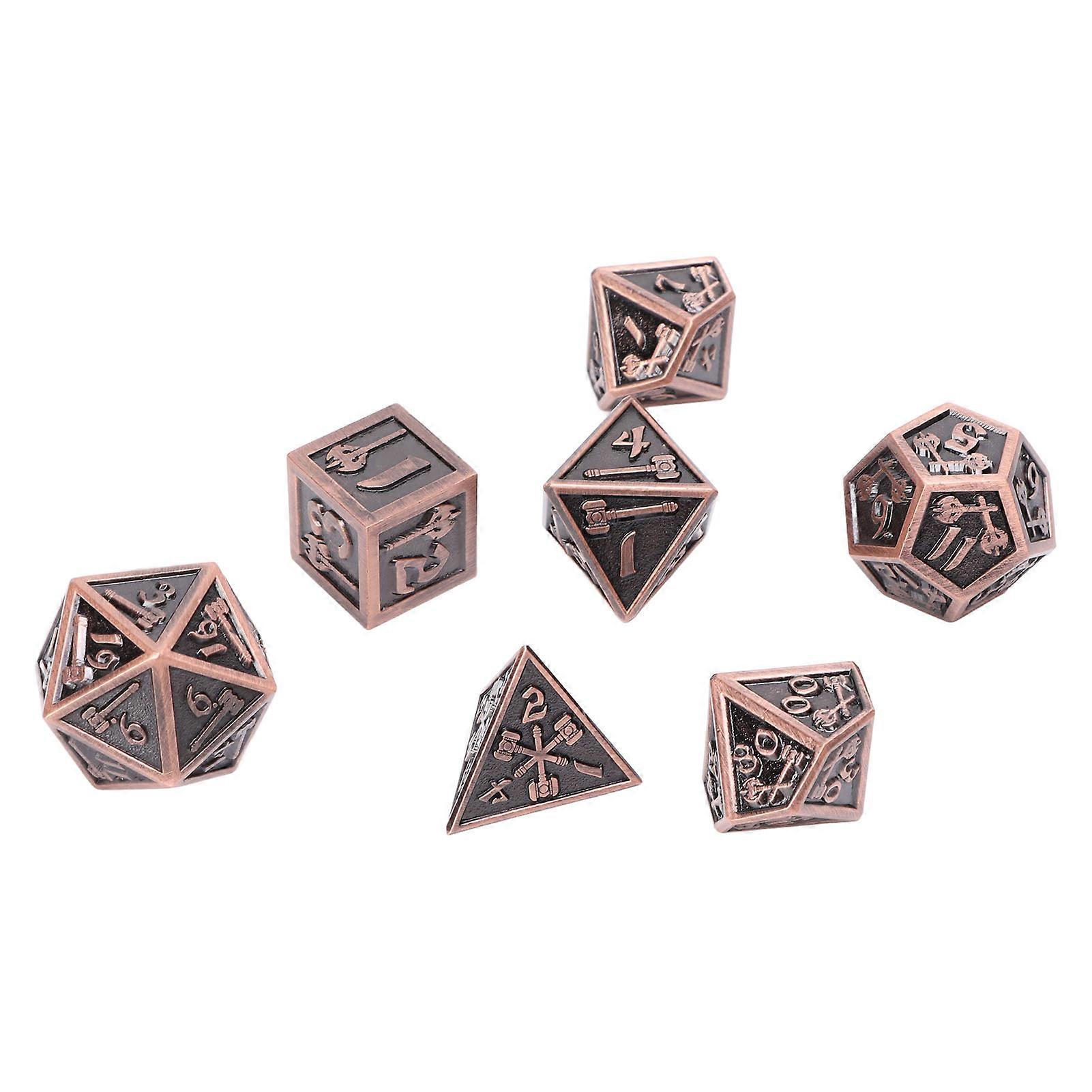 7pcs Polyhedral Dice Set Metal Exquisite Funny Role Playing Game Dice Props for Christmas Party