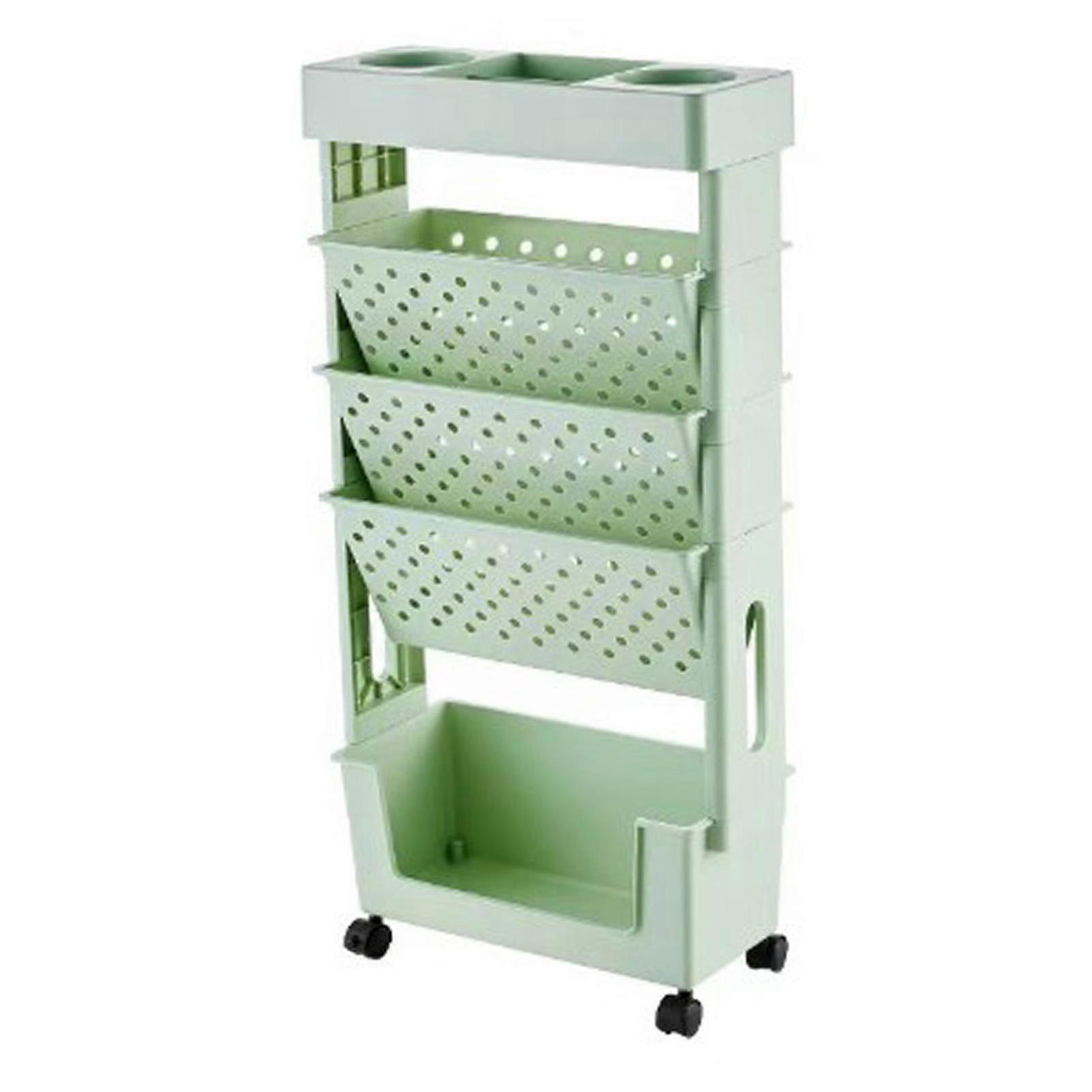 Movable Bookshelf Multilayer Capacity Rotatable Removable Plastic Practical Rolling Organization Shelf with Wheel