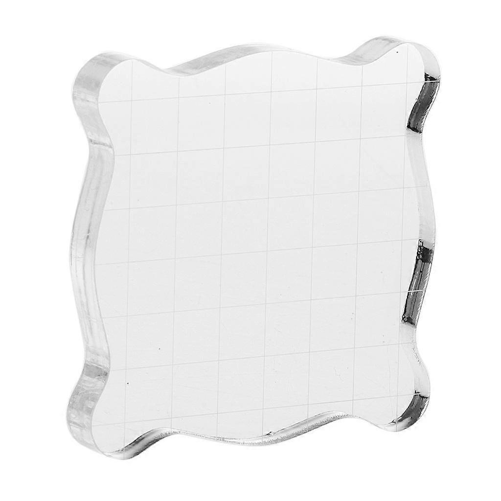 Clear Acrylic Block Stamp Blocks with Grid Stamping Craft Tool DIY 75x75mm