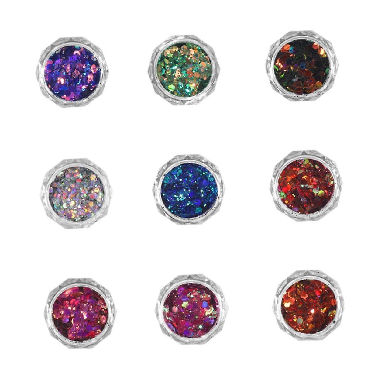 3sets Nail Art Sequ Manicure Glitter Kit Shiny Sequ for Nail Decor 9boxes3