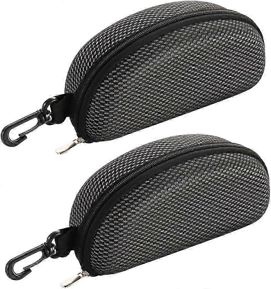 Glasses Cases, 2 Pack Hard Sunglasses Case with Portable Hook and Zipper, Eyeglass Pouch