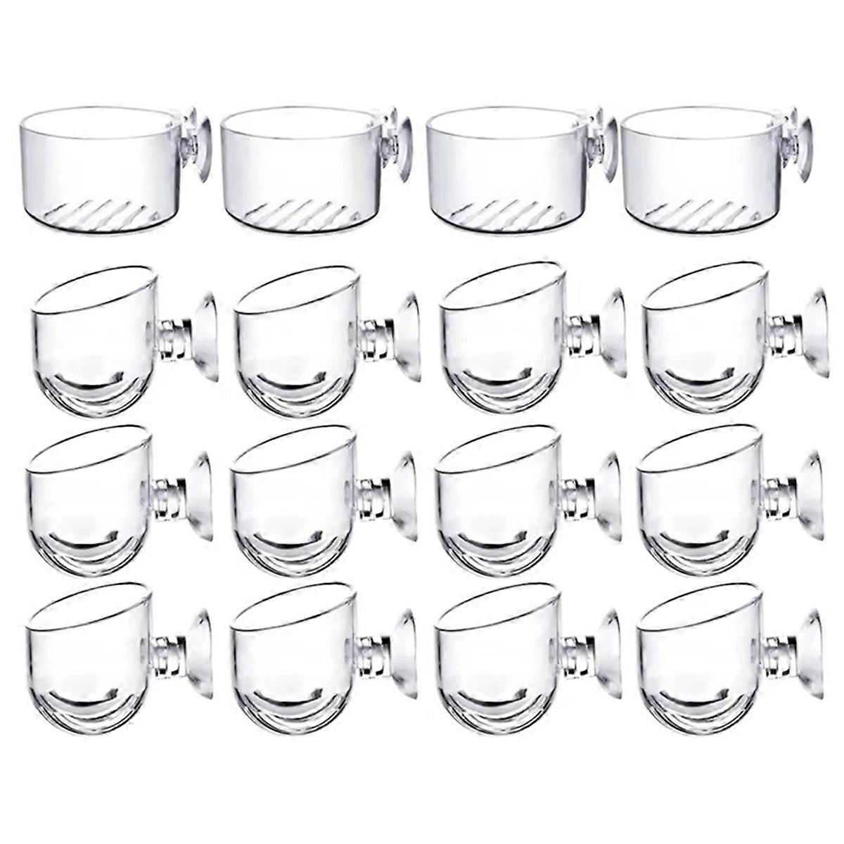 16PCS Aquatic Plant Cups Kit Transparent Acrylic Aquatic Plant Pots Kit with Suction, Aquarium Deco