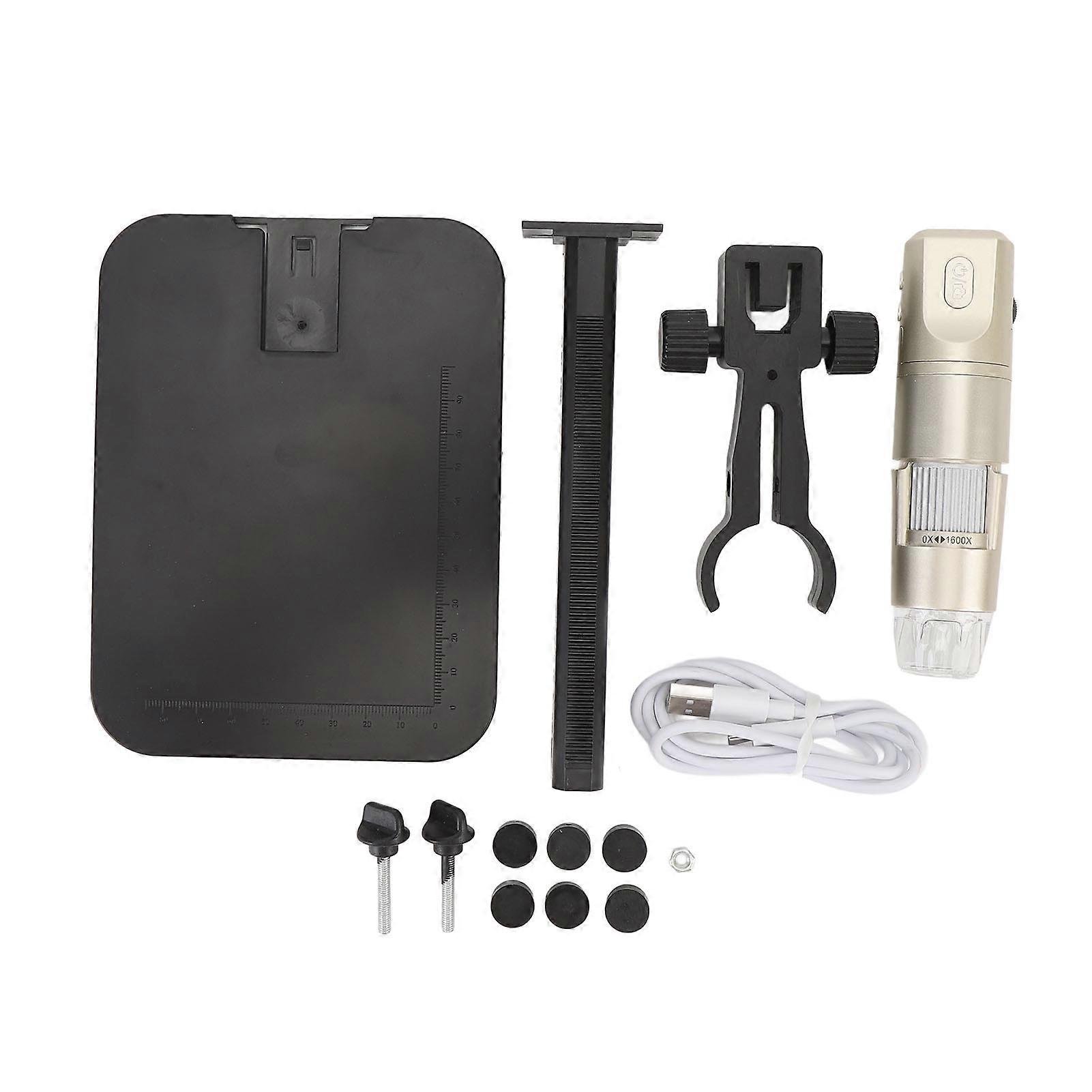 Wireless Digital Microscope 0-1600X WiFi USB Digital Handheld Microscope with 8 LED Lights and Adjustable Stand for PC