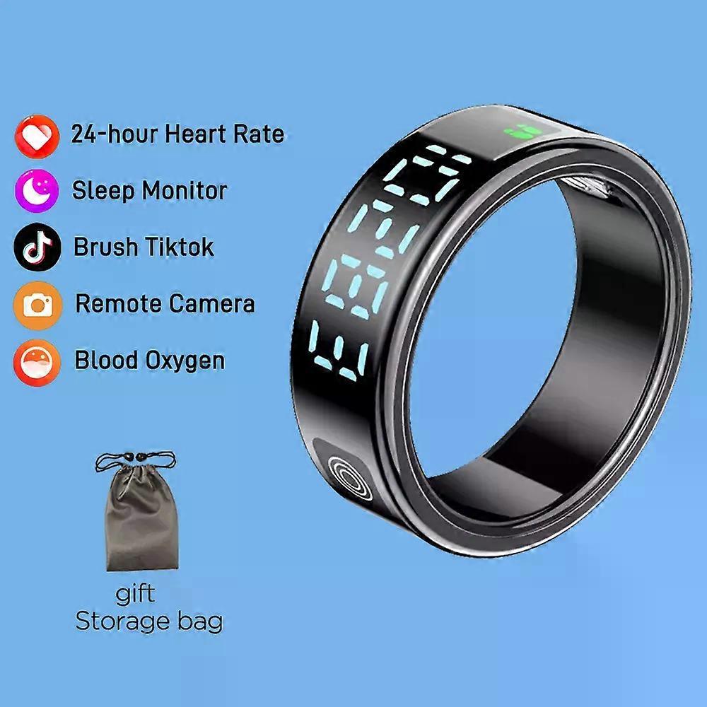 con SR08 Smart Ring Hommes Femmes LED Écran d’affichage Fréquence cardiaque Surveillance de l’oxygène dans le sang Modes multisports 5ATM étanche 2025