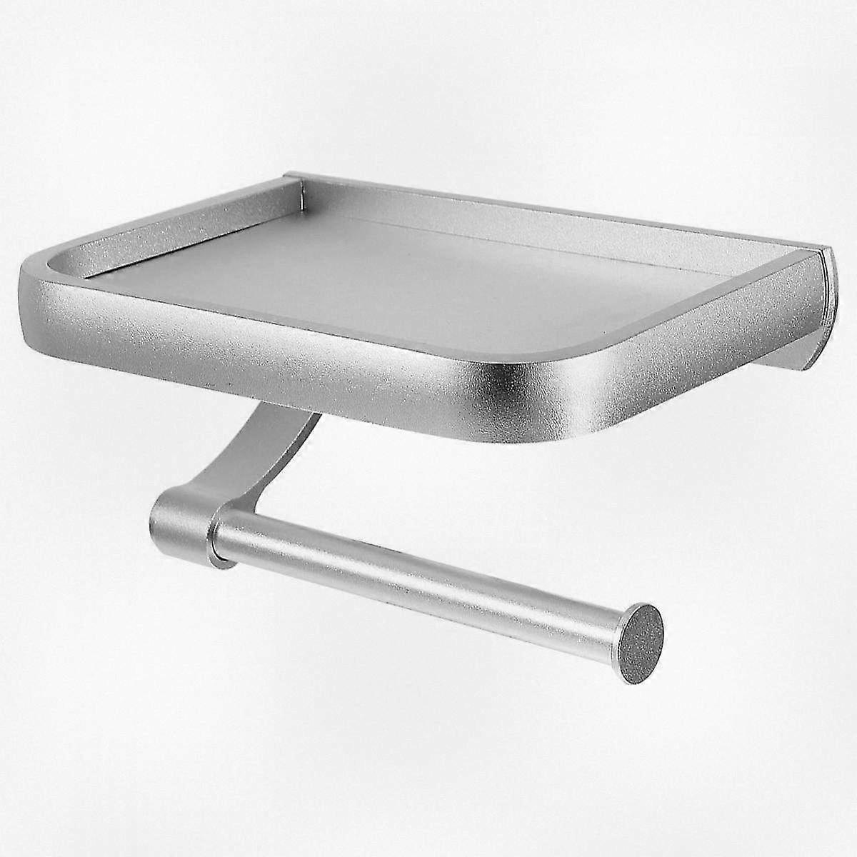 Self-Adhesive Fabric Roll Holder Featuring a Convenient Phone Rack for Versatile Storage Solutions