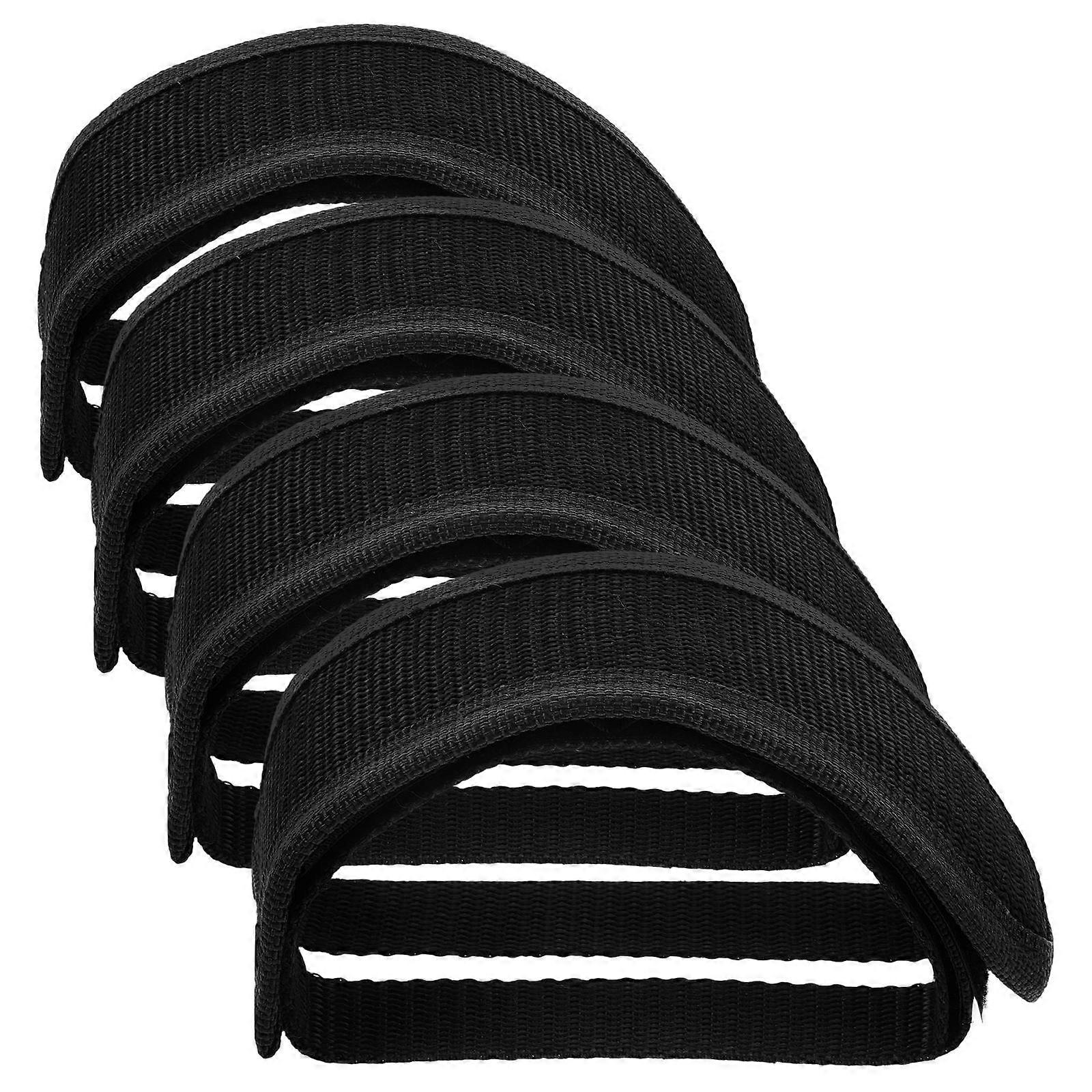 Adjustable Nylon Bike Pedal Straps for Fixed Gear & Mountain Bikes – Lightweight, Double Sided Stick Tape, Secure Shoe Fit – Black