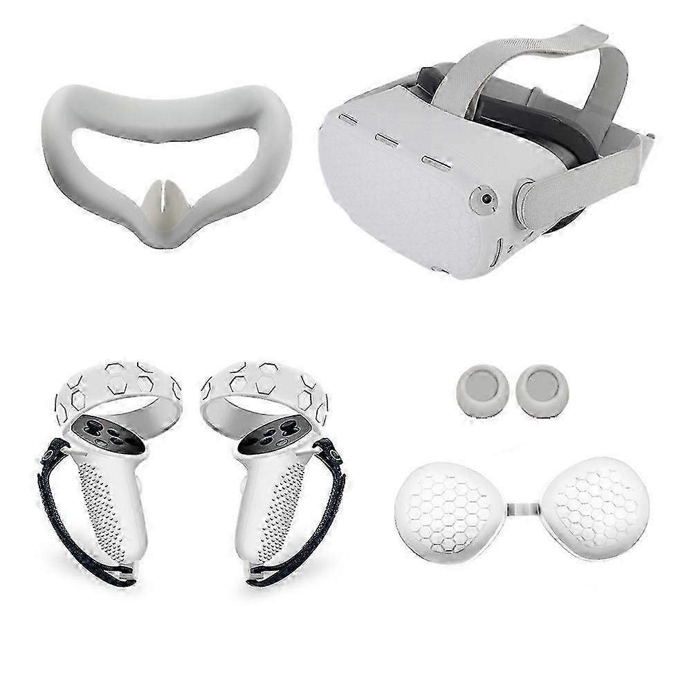Quest 2 VR Headset & Controllers White Silicone Protective Set