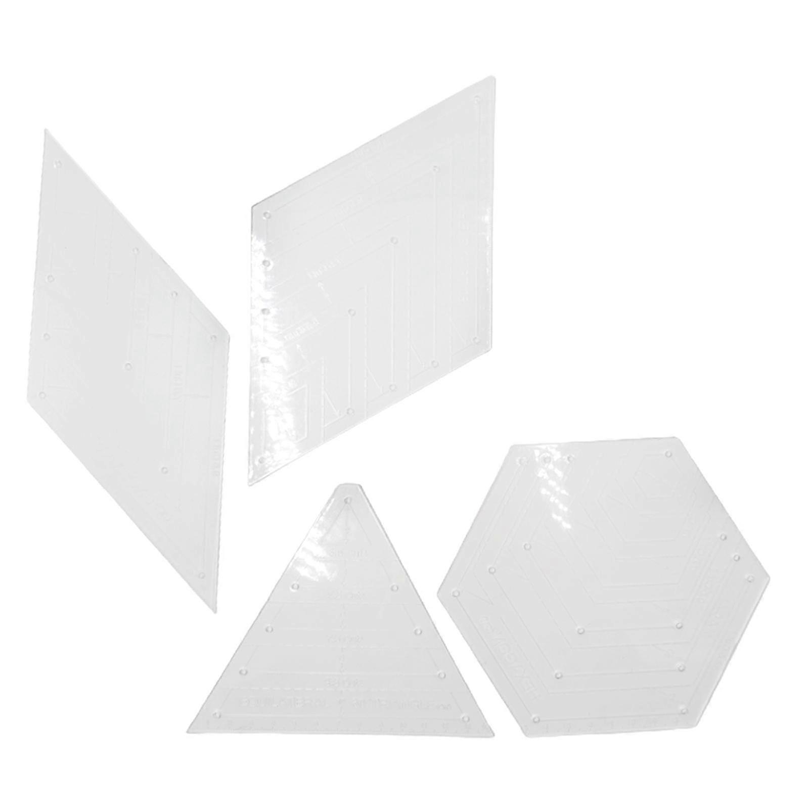 4 Pcs Transparent Quilting Ruler Template Sewing Piecing Tools
