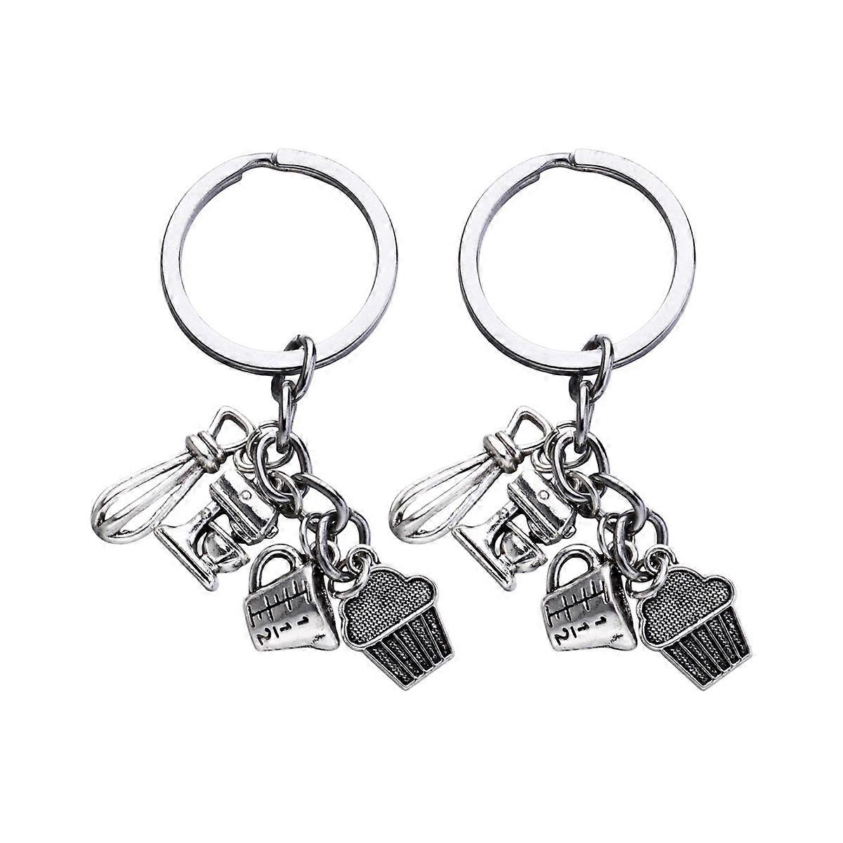 2pcs Creative Baking Themed Keychains with Whisk Design – Unique Key Rings for Car Keys, Bags & Craft Decor – Ideal Gift Ornaments