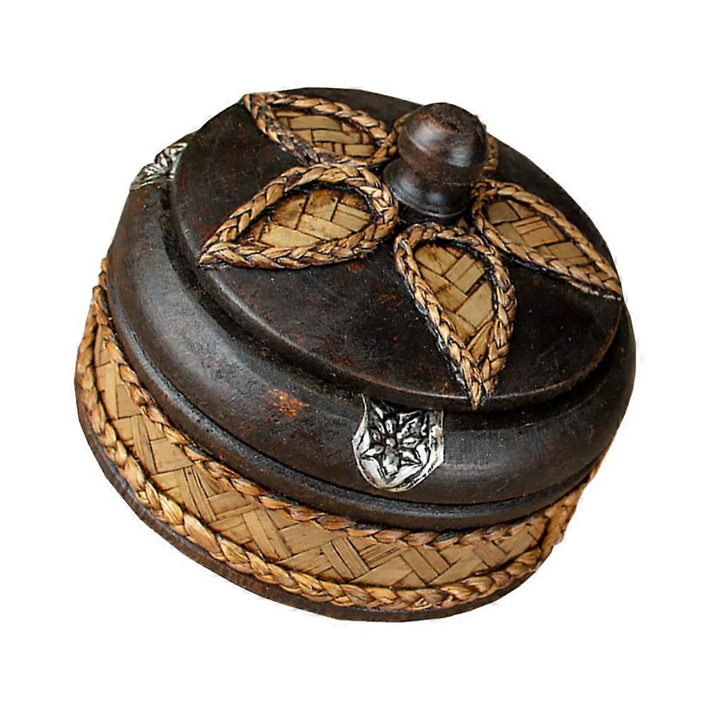 Vintage Style Handmade Ashtray with Lid for Indoor Home or Office Use – Southeast Asian Design – Smoking Cleanup Accessory