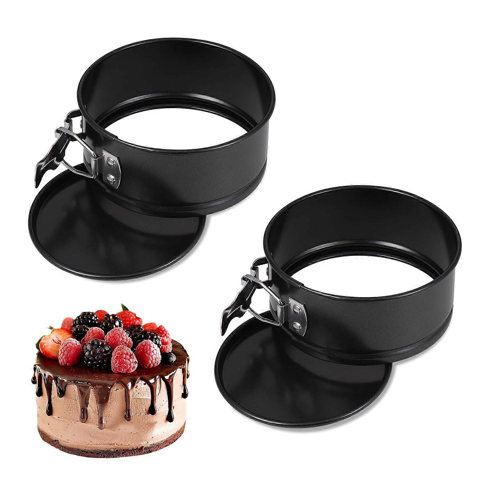 Small Cake Tins Set of 2, 11 cm Round Springform Baking Moulds, Non-Stick Mini Cake Pans for Baking Weddings and Parties