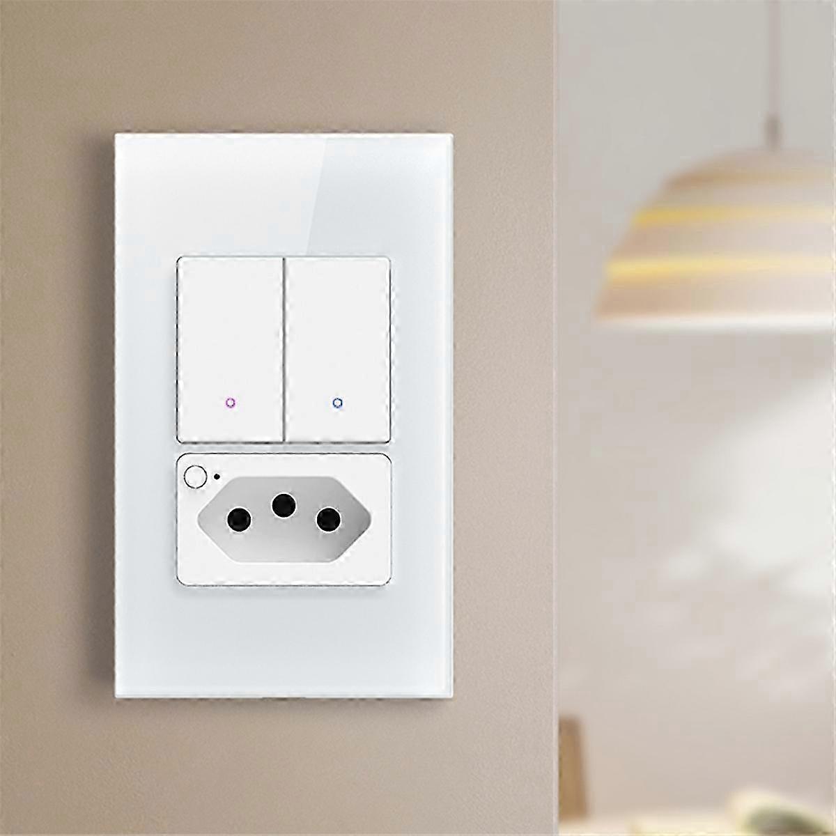 Tuya WiFi Smart Switch Brazil Socket Required 2 Gang Light Switch SZRH