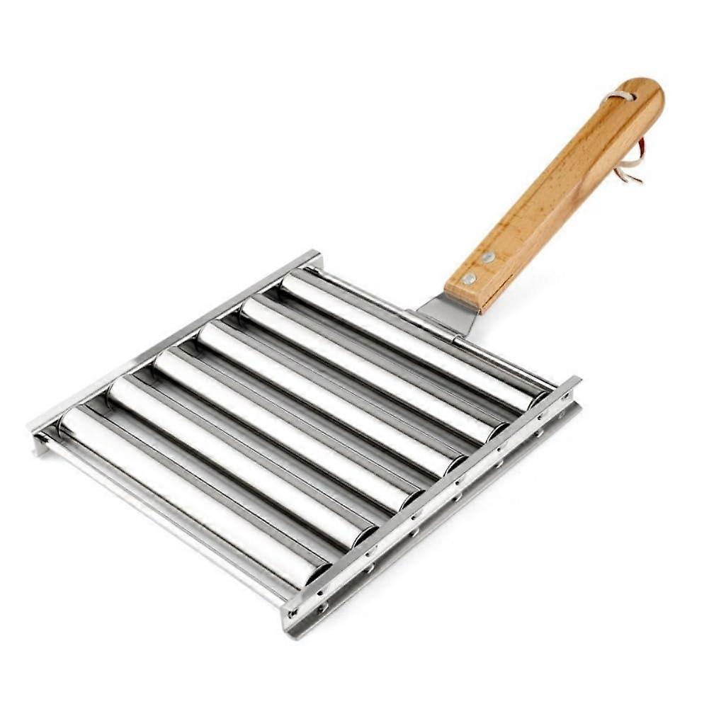 Hot Dog Roll Grill, Stabiler Edelstahlständer mit abnehmbarem Holzgriff