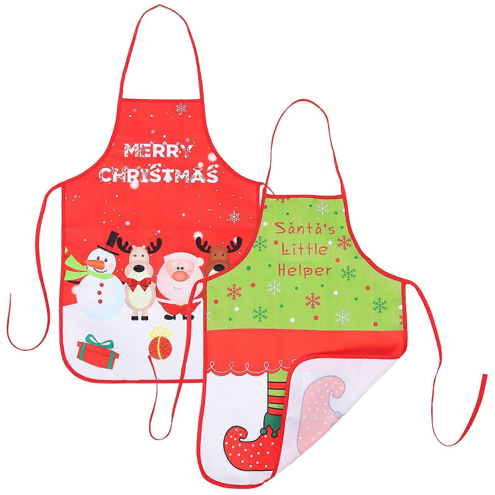 Holiday Aprons For Women Protective Foldable Washable Easy to Clean 2Pcs Christmas Themed