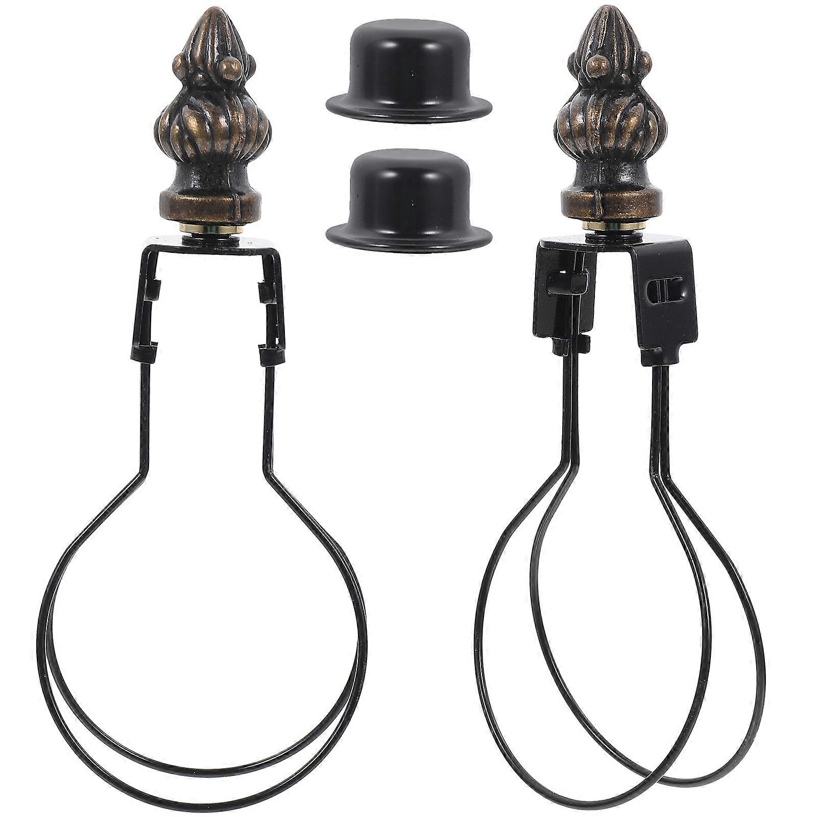 Lampshade Clip Diy Lighting Accessory Metal Lampshade Holder For Restaurant Table Light Round Shape Black 2 Sets