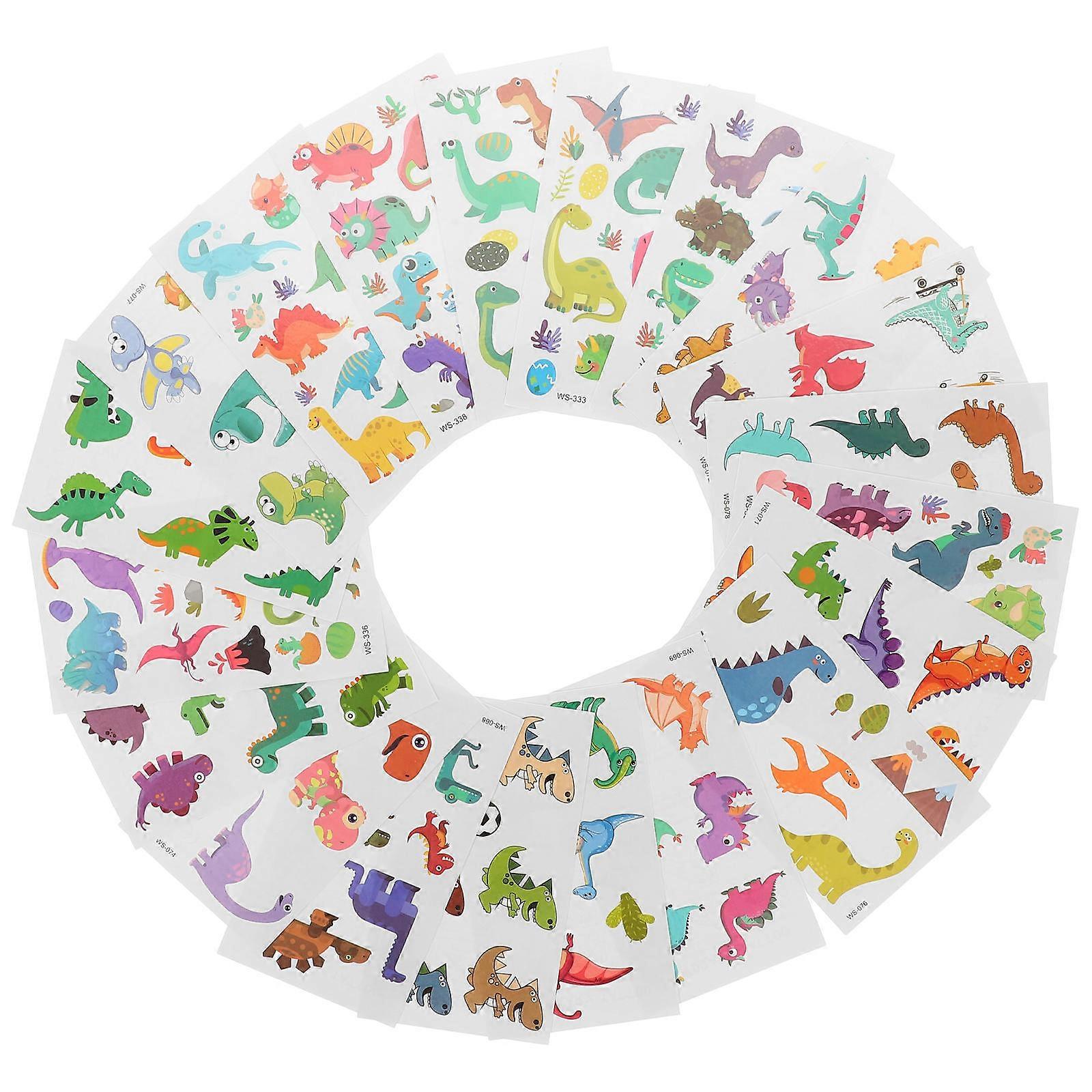 Cute Dinosaur Cartoon Stickers Temporary Music Concerts Weddings Water Transfer Paper 10.50X6.00X0.10CM 20 Sheets/Set
