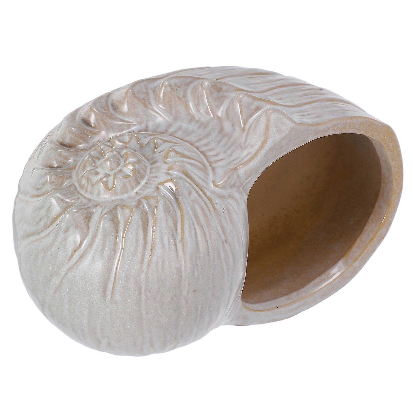 Shell Planter Ceramic Pot For Plants Home Decor Beige Seashell Shape Plant Holder 1Set