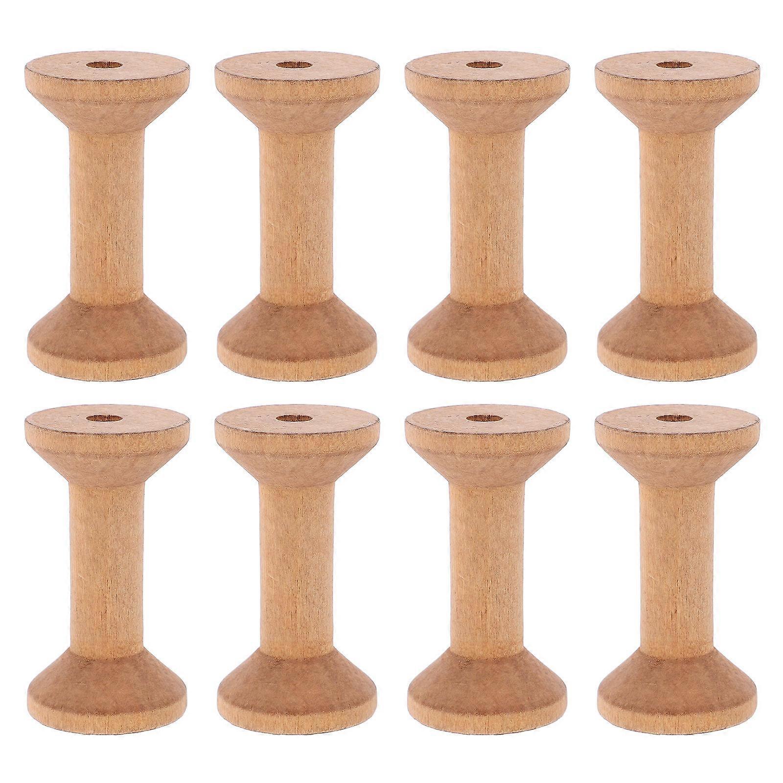 Beech Wooden Spool Khaki Decorative Purposes Diy Projects 8Pcs 2.75x1.57x1.57in